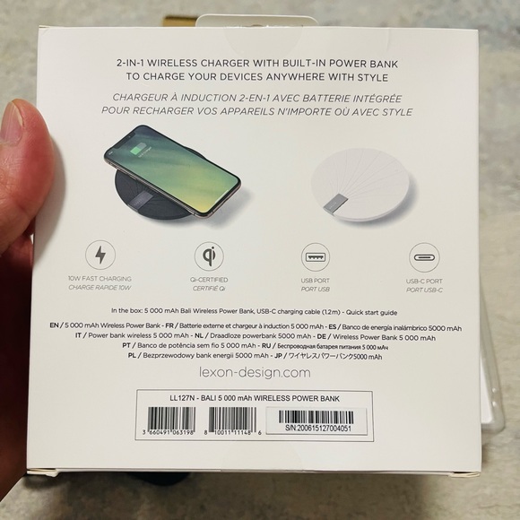 Like New Lexon LL127 BALI Wireless Power Bank 500 mAh With 10W Wireless Charging - Picture 8 of 12